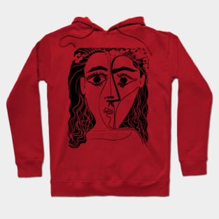 Picasso Woman's head #6 black line Hoodie